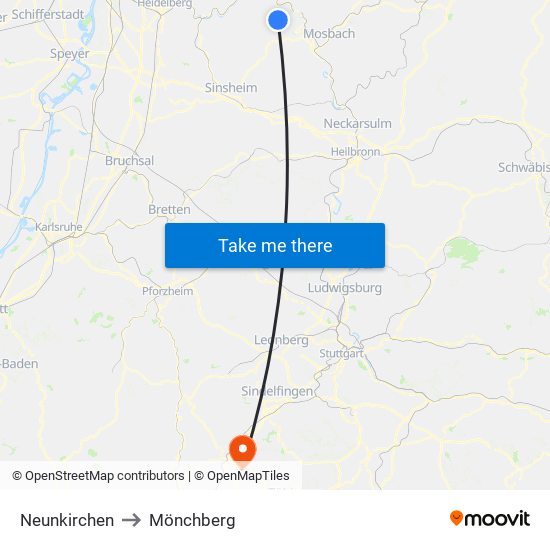 Neunkirchen to Mönchberg map