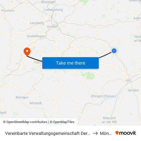 Vereinbarte Verwaltungsgemeinschaft Der Stadt Geislingen An Der Steige to Mönchberg map