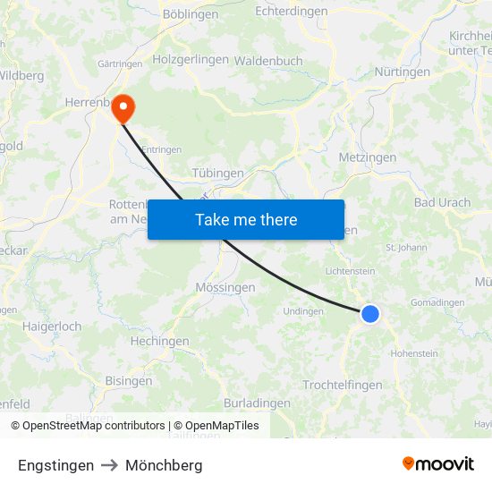 Engstingen to Mönchberg map