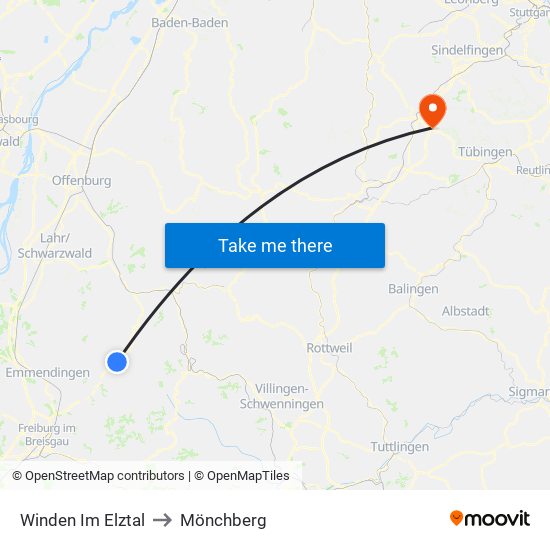 Winden Im Elztal to Mönchberg map