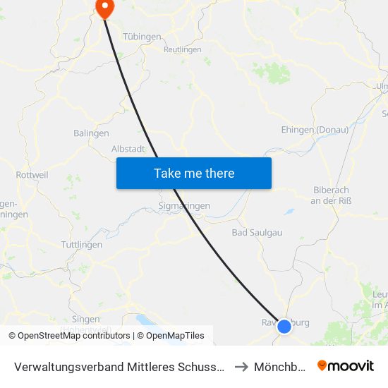 Verwaltungsverband Mittleres Schussental to Mönchberg map