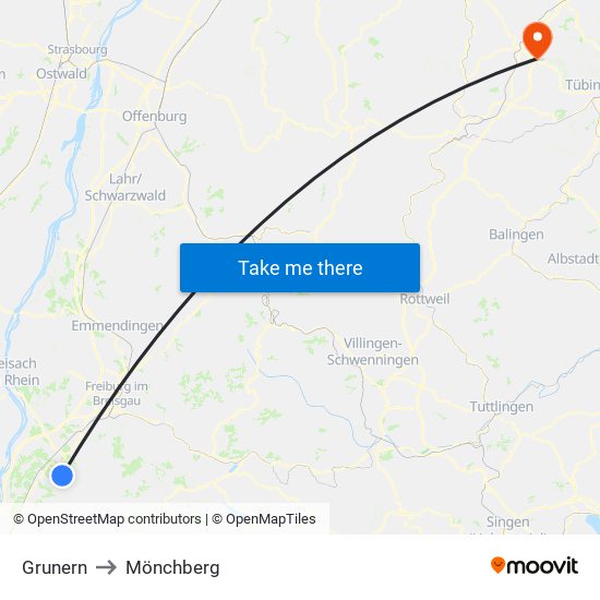 Grunern to Mönchberg map