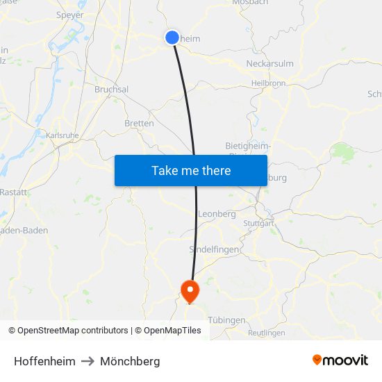 Hoffenheim to Mönchberg map