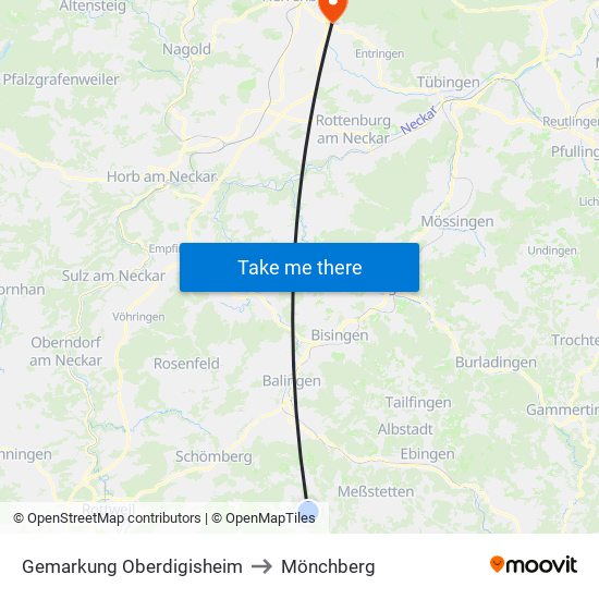 Gemarkung Oberdigisheim to Mönchberg map