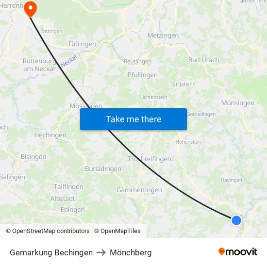 Gemarkung Bechingen to Mönchberg map