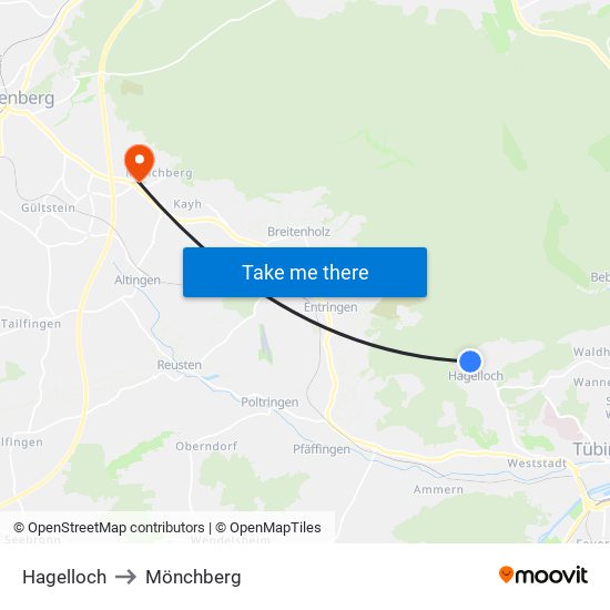 Hagelloch to Mönchberg map