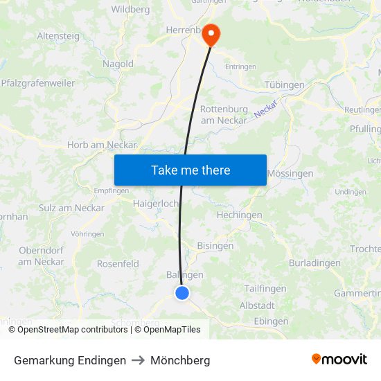 Gemarkung Endingen to Mönchberg map