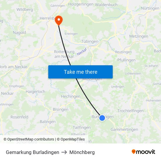 Gemarkung Burladingen to Mönchberg map