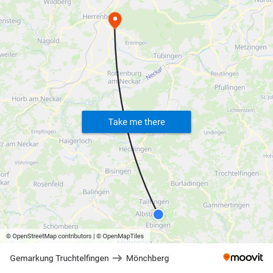 Gemarkung Truchtelfingen to Mönchberg map