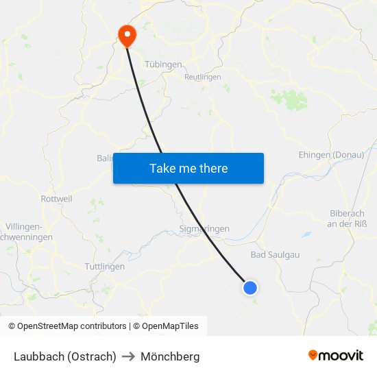 Laubbach (Ostrach) to Mönchberg map