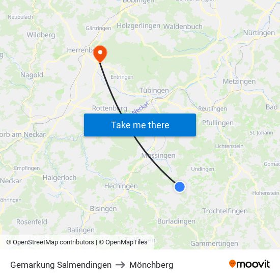 Gemarkung Salmendingen to Mönchberg map