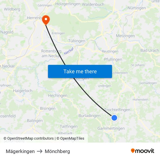 Mägerkingen to Mönchberg map