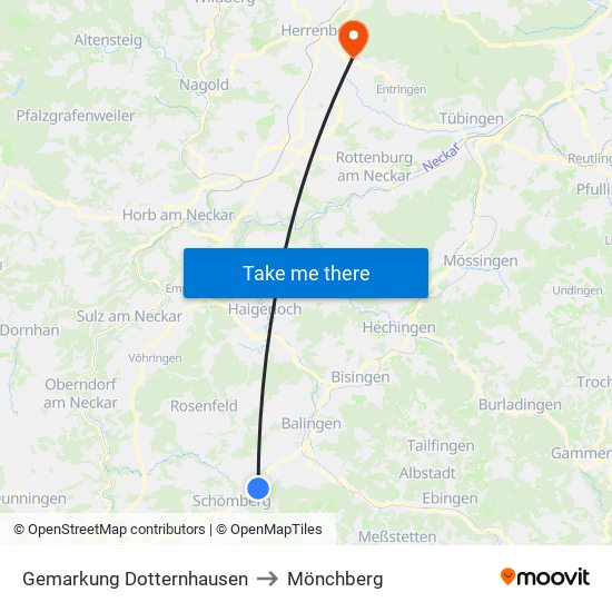 Gemarkung Dotternhausen to Mönchberg map