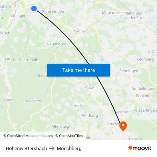Hohenwettersbach to Mönchberg map