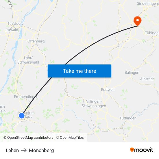 Lehen to Mönchberg map