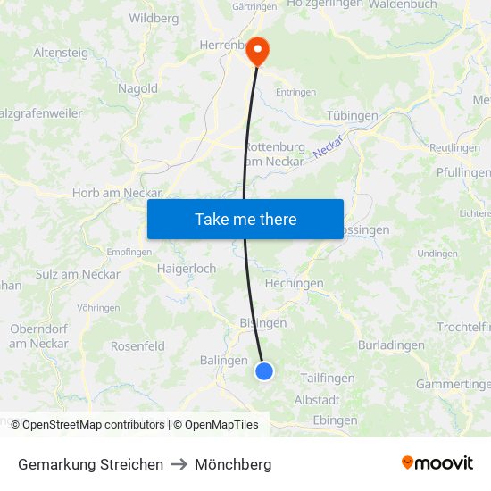 Gemarkung Streichen to Mönchberg map