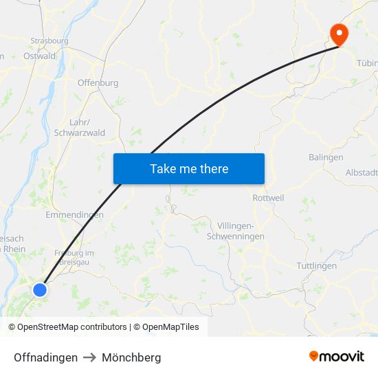 Offnadingen to Mönchberg map