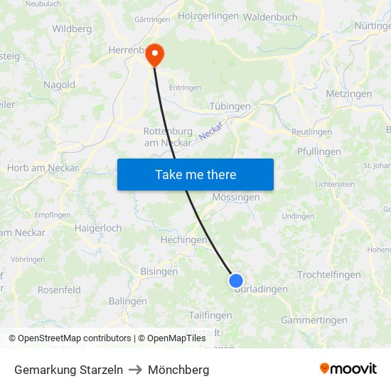 Gemarkung Starzeln to Mönchberg map