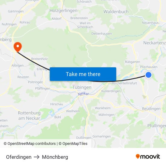 Oferdingen to Mönchberg map