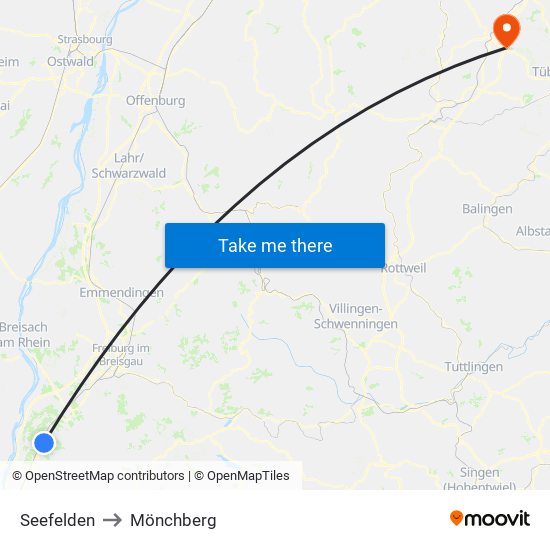 Seefelden to Mönchberg map