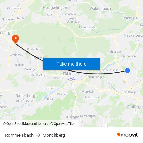 Rommelsbach to Mönchberg map