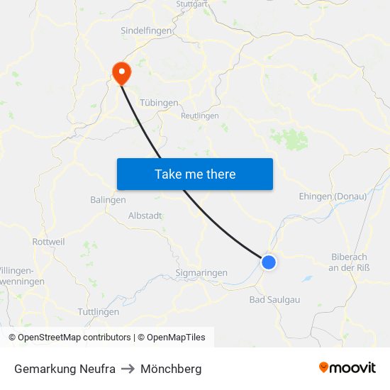 Gemarkung Neufra to Mönchberg map