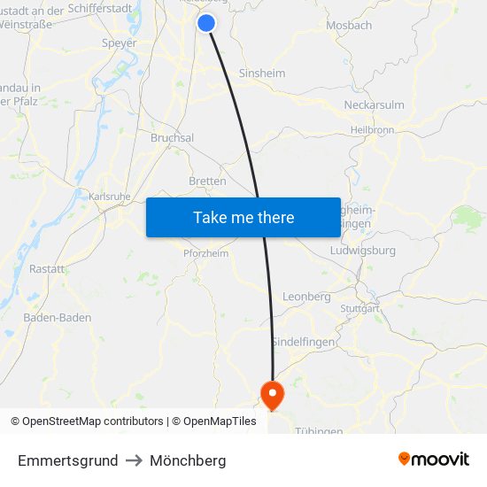 Emmertsgrund to Mönchberg map