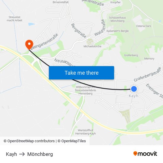 Kayh to Mönchberg map