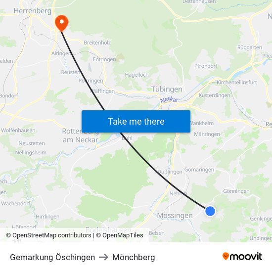 Gemarkung Öschingen to Mönchberg map