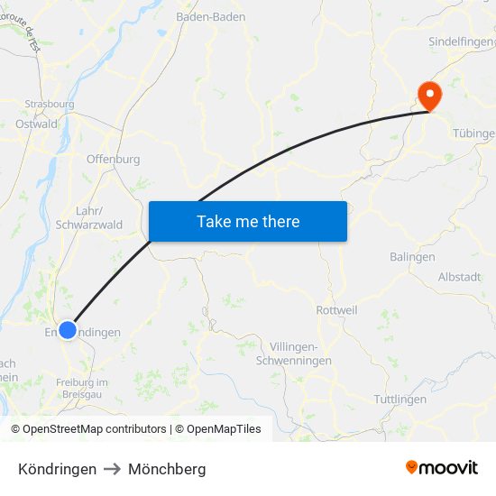 Köndringen to Mönchberg map