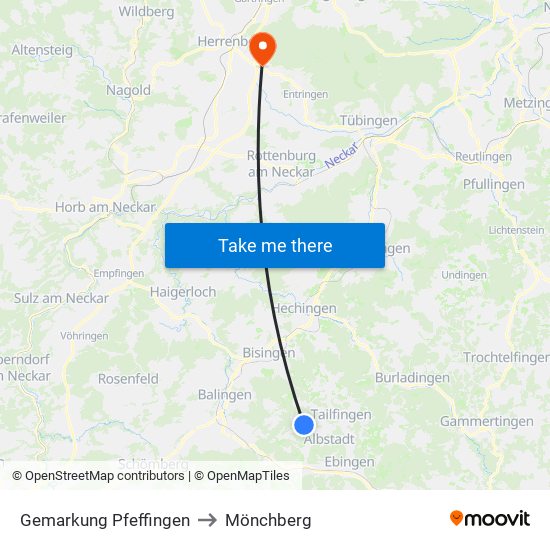 Gemarkung Pfeffingen to Mönchberg map
