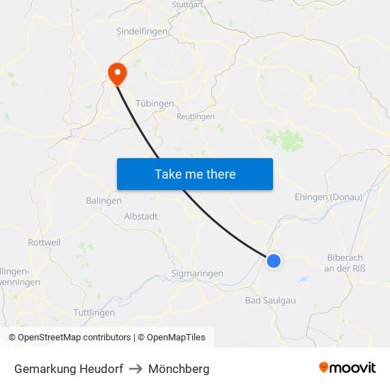 Gemarkung Heudorf to Mönchberg map