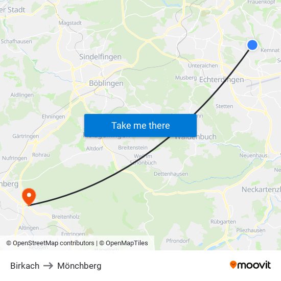Birkach to Mönchberg map