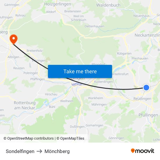 Sondelfingen to Mönchberg map