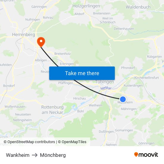 Wankheim to Mönchberg map