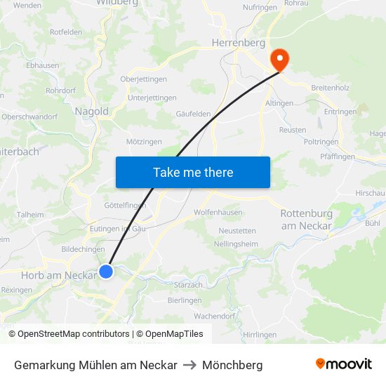 Gemarkung Mühlen am Neckar to Mönchberg map