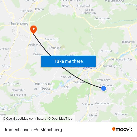 Immenhausen to Mönchberg map