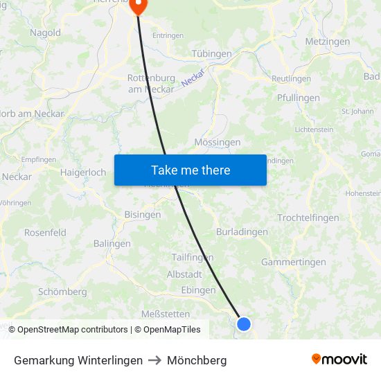 Gemarkung Winterlingen to Mönchberg map