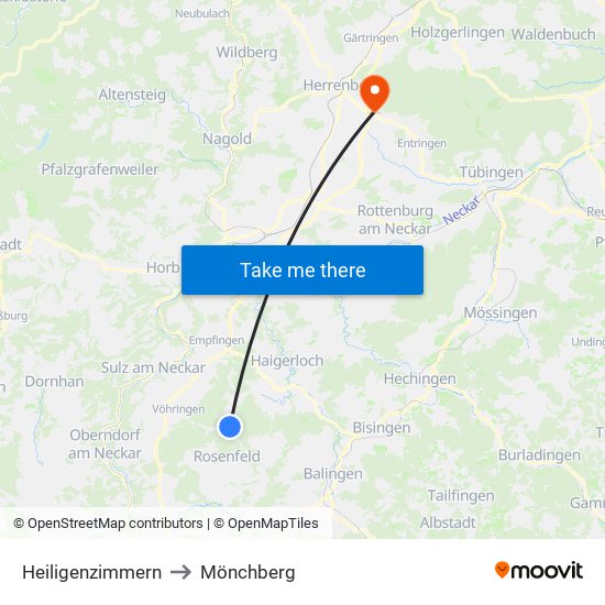 Heiligenzimmern to Mönchberg map