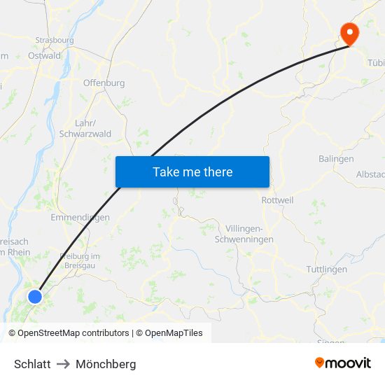 Schlatt to Mönchberg map