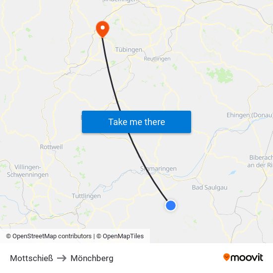 Mottschieß to Mönchberg map