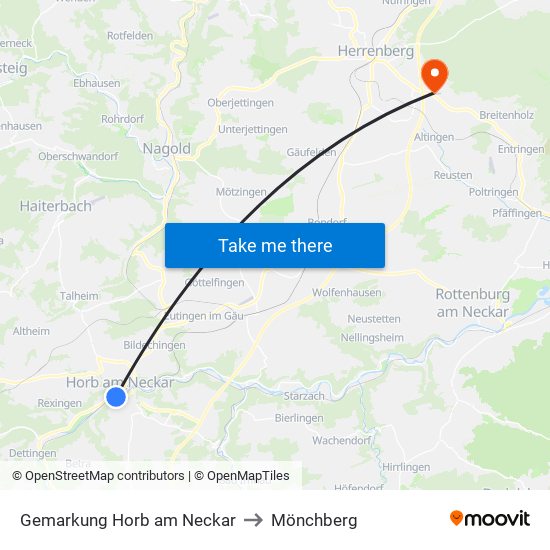 Gemarkung Horb am Neckar to Mönchberg map