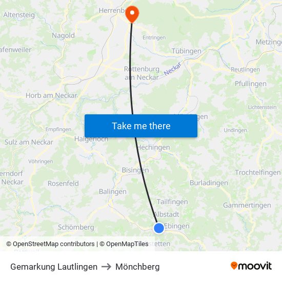 Gemarkung Lautlingen to Mönchberg map