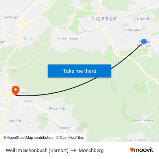 Weil Im Schönbuch (Kernort) to Mönchberg map