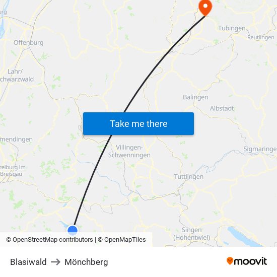 Blasiwald to Mönchberg map