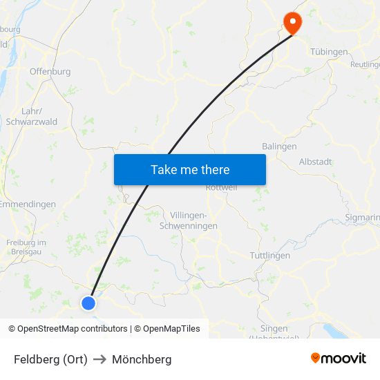Feldberg (Ort) to Mönchberg map
