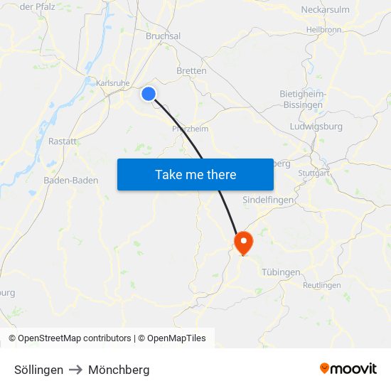 Söllingen to Mönchberg map