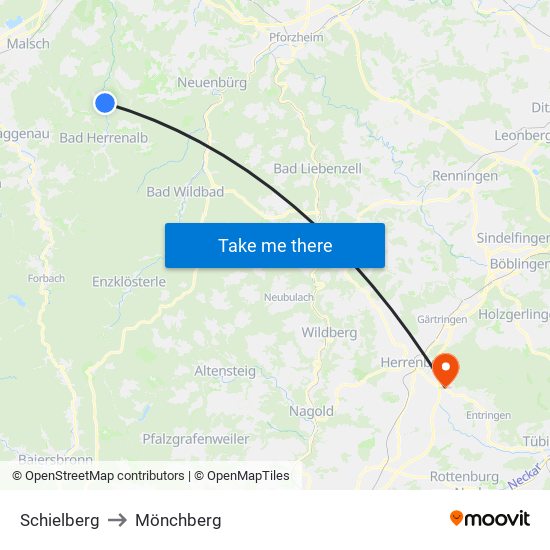 Schielberg to Mönchberg map