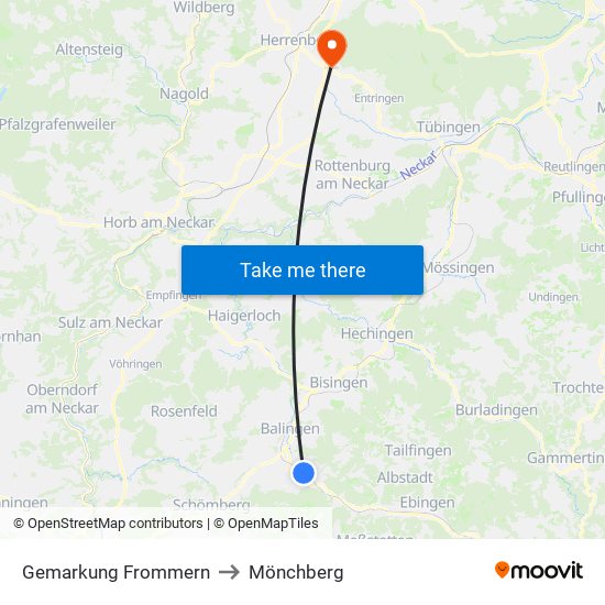 Gemarkung Frommern to Mönchberg map