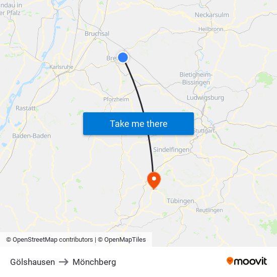 Gölshausen to Mönchberg map